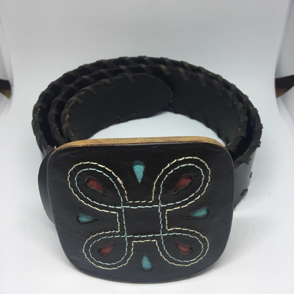 Brown Braided Leather Belt